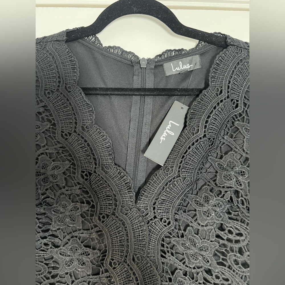 New! Lulu’s Angel in Disguise Lace Skater Dress Solid Black LBD Size XL - Picture 10 of 15